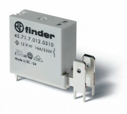 Низкопрофильное миниатюрное электромеханическое реле; монтаж на печатную плату; выводы с шагом 5мм + Faston 250(6.3x0.8мм) | 457170240411 | Finder