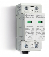 Устройство защиты от импульсных перенапряжений УЗИП тип 2 (2 варистора); модульный, без доп.контакта; степень защиты IP20 | 7P2782750020 | Finder