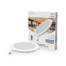 Светильник светодиодный встраиваемый ультратонкий круглый IP20 15W 4100K | 939111215 | Gauss