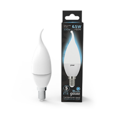 Лампа светодиодная LED 6,5Вт E14 220В 4100К свеча на ветру | 104101207 | Gauss