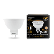 Лампа светодиодная LED 7Вт GU5.3 220В 2700К MR16 | 101505107 | Gauss