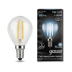 Лампа светодиодная LED 7Вт E14 220В 4100К шар | 105801207 | Gauss