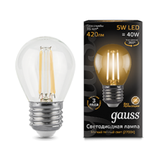 Лампа светодиодная LED 5Вт E27 220В 2700К шар | 105802105 | Gauss