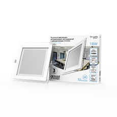 Светильник светодиодный встраиваемый квадратный с декоративным стеклом 18W 4000K 1/20 | 948111218 | Gauss