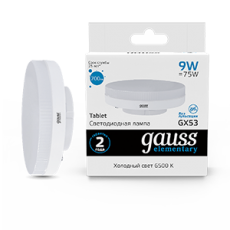 Лампа светодиодная LED Elementary GX53 9W 680lm 6500K 1/10/100 | 83839 | Gauss