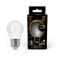 Лампа светодиодная Filament Шар 9W 590lm 3000К Е27 milky диммируемая LED 1/10/50 | 105202109-D | Gauss