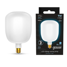 Лампа светодиодная Filament V140 9W 890lm 4100К Е27 milky LED 1/6 | 1015802209 | Gauss