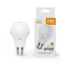 Лампа светодиодная Basic A60 9,5W 800lm 3000K Е27 LED 1/10/50 | 1023210 | Gauss