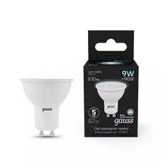 Лампа светодиодная MR16 9W 830lm 4100K GU10 LED 1/10/100 | 101506209 | Gauss