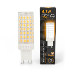 Лампа светодиодная G9 AC185-265V 6,5W 770lm 3000K керамика LED 1/10/200 | 107309106 | Gauss