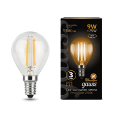 Лампа светодиодная LED Filament Шар E14 9W 680lm 2700K | 105801109 | Gauss