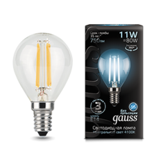 Лампа светодиодная Black LED Filament Шар E14 11W 750lm 4100K | 105801211 | Gauss