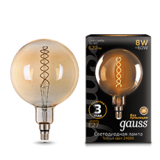 Лампа светодиодная LED Vintage Filament Flexible G200 8W E27 200*300mm Amber 620lm 2400K 1/6 | 154802008 | Gauss