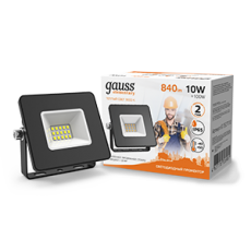 Прожектор светодиодный Gauss LED 10W 670lm IP65 3000К черный | 613527110 | Gauss