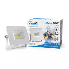 Прожектор светодиодный Gauss LED 10W 700lm IP65 6500К белый | 613120310 | Gauss