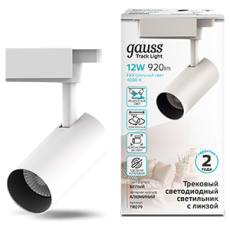 Светильник светодиодный трековый цилиндр 12W 1100lm 4000K 180-220V IP20 55*185мм белый линза 36? | TR079 | Gauss