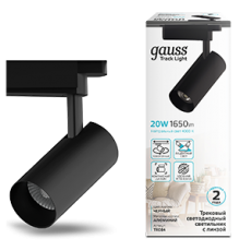 Светильник светодиодный трековый цилиндр 20W 1760lm 4000K 180-220V IP20 65*206мм черный линза 36? | TR084 | Gauss