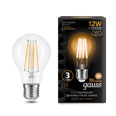 Лампа светодиодная Filament А60 12W 1200lm 2700К Е27 LED | 102902112 | Gauss