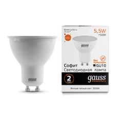 Лампа светодиодная LED 5,5Вт GU10 220В 2700К Elementary MR16 | 13616 | Gauss