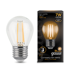 Лампа светодиодная LED 7Вт E27 220В 2700К шар | 105802107 | Gauss