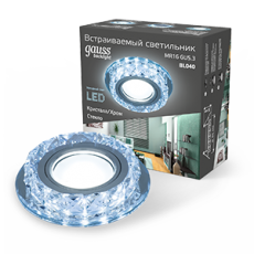 Светильник точечный встраиваемый Backlight BL040 Кругл. Кристалл/Хром, Gu5.3, LED 4100K | BL040 | Gauss