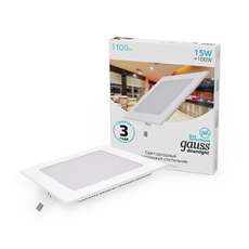 Светильник светодиодный встраиваемый ультратонкий квадратный IP20 15W 4100K | 940111215 | Gauss
