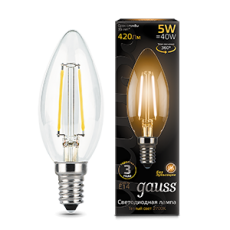 Лампа светодиодная LED 5Вт E14 220В 2700К свеча | 103801105 | Gauss