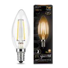 Лампа светодиодная LED 7Вт E14 220В 2700К свеча | 103801107 | Gauss