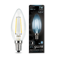 Лампа светодиодная LED 7Вт E14 220В 4100К свеча | 103801207 | Gauss