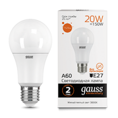 Лампа светодиодная LED 20Вт E27 220В 2700К Elementary A60 | 23219 | Gauss
