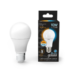 Лампа светодиодная LED 10Вт E27 220В 2700К/4100К СТС A60 | 102502110-T | Gauss