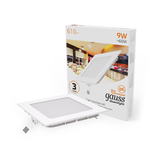 Светильник светодиодный встраиваемый ультратонкий квадратный IP20 9W 2700K | 940111109 | Gauss