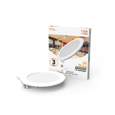 Светильник светодиодный встраиваемый ультратонкий круглый IP20 15W 2700K | 939111115 | Gauss