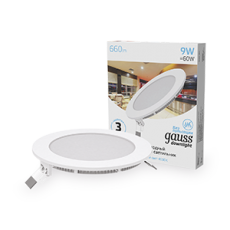 Светильник светодиодный встраиваемый ультратонкий круглый IP20 9W 4100K | 939111209 | Gauss
