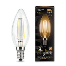 Лампа светодиодная LED 9Вт E14 2700K Filament Candle (свеча)| 103801109 | Gauss