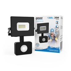 Прожектор светодиодный LED 20W 1380lm IP65 6500К с датчиком движения | 628511320 | Gauss