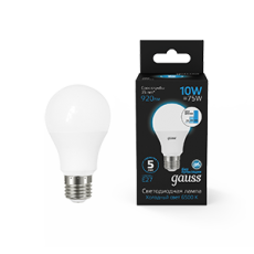Лампа светодиодная A60 10W 920lm 6500K Е27 шаг. диммирование LED 1/10/50 | 102502310-S | Gauss