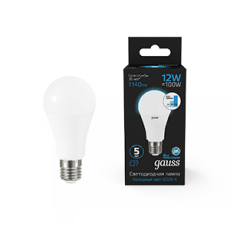 Лампа светодиодная A60 12W 1140lm 6500K Е27 шаг. диммирование LED 1/10/50 | 102502312-S | Gauss