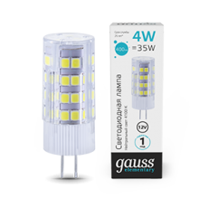Лампа светодиодная Elementary G4 12V 4W 400lm 4100K керамика LED 1/10/200 | 10724 | Gauss