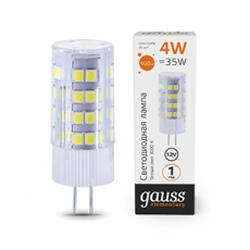 Лампа светодиодная Elementary G4 12V 4W 400lm 3000K керамика LED 1/10/200 | 10714 | Gauss