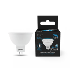 Лампа светодиодная MR16 7W 630lm 6500K GU5.3 LED 1/10/100 | 101505307 | Gauss