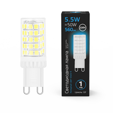 Лампа светодиодная G9 AC185-265V 5,5W 560lm 6500K керамика LED 1/10/200 | 107009306 | Gauss