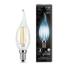 Лампа светодиодная Black LED Filament Свеча на ветру E14 11W 750lm 4100K | 104801211 | Gauss