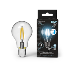 Лампа светодиодная Black LED Filament A60 E27 10W 970lm 4100К step dimmable | 102802210-S | Gauss