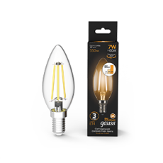 Лампа светодиодная Black LED Filament Свеча E14 7W 550lm 2700К step dimmable | 103801107-S | Gauss