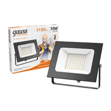 Прожектор светодиодный 70W 4450lm IP65 3000К черный | 613527170 | Gauss