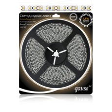 Лента светодиодная 3528/120-SMD 9.6W 12V DC теплый белый IP66 (блистер 5м) | EB311000110 | Gauss