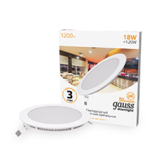 Светильник светодиодный встраиваемый ультратонкий круглый IP20 18W 2700K | 939111118 | Gauss