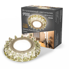 Светильник точечный встраиваемый Backlight BL034 Кругл. Шампань/Кристалл/Хром, Gu5.3, LED 2700K | BL034 | Gauss
