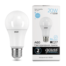 Лампа светодиодная LED 20Вт E27 220В 6500К Elementary A60 | 23239 | Gauss